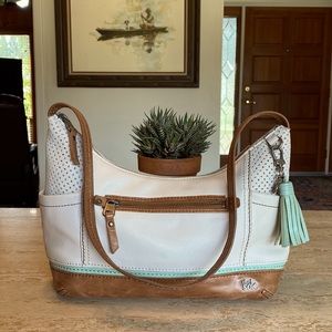 🌹TheSAK Multi Leathers Shoulder Bag With Accent Tassel!